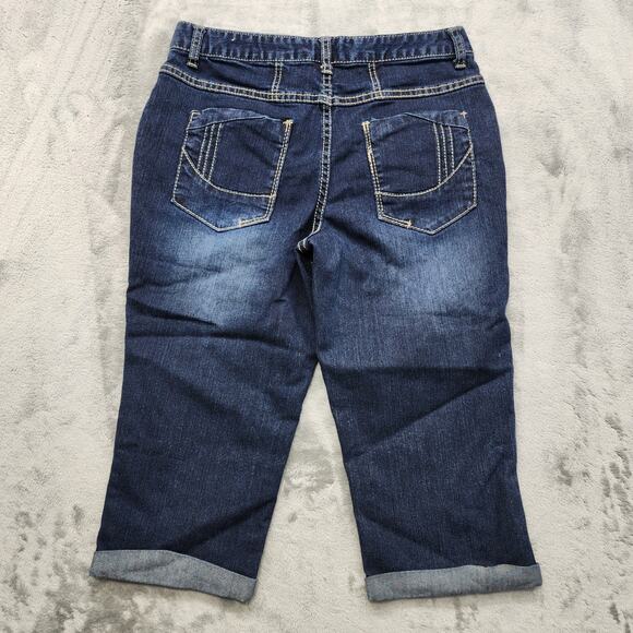 Vintage Y2K Rue 21 Jeans Womens 9/10 High Waisted Crop Multi Button Dark Wash - Picture 3 of 12